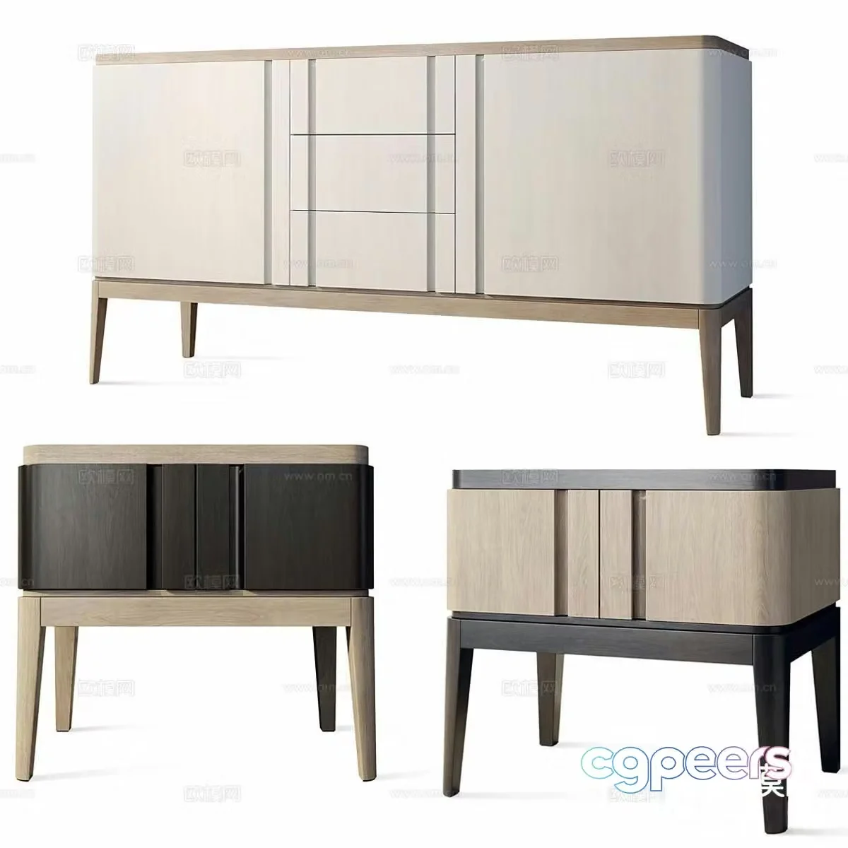 Italian bedside table side cabinet 3d model