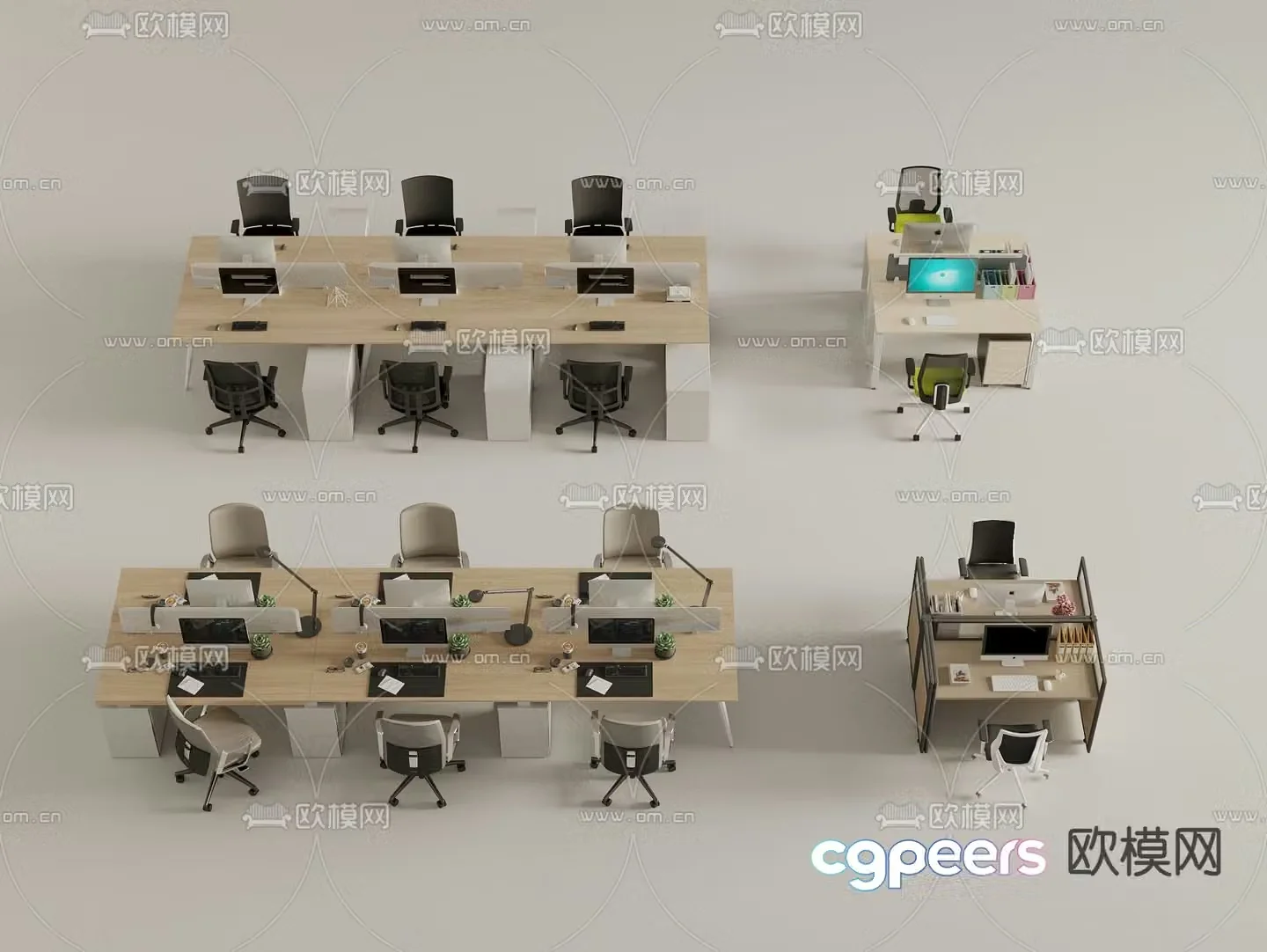 Card space desk work station post 3d model