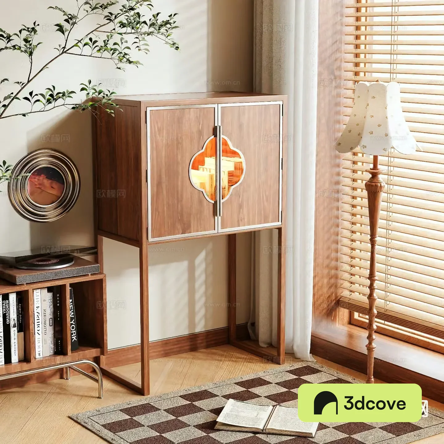 New Chinese style wooden cabinet tall cabinet entrance cabinet