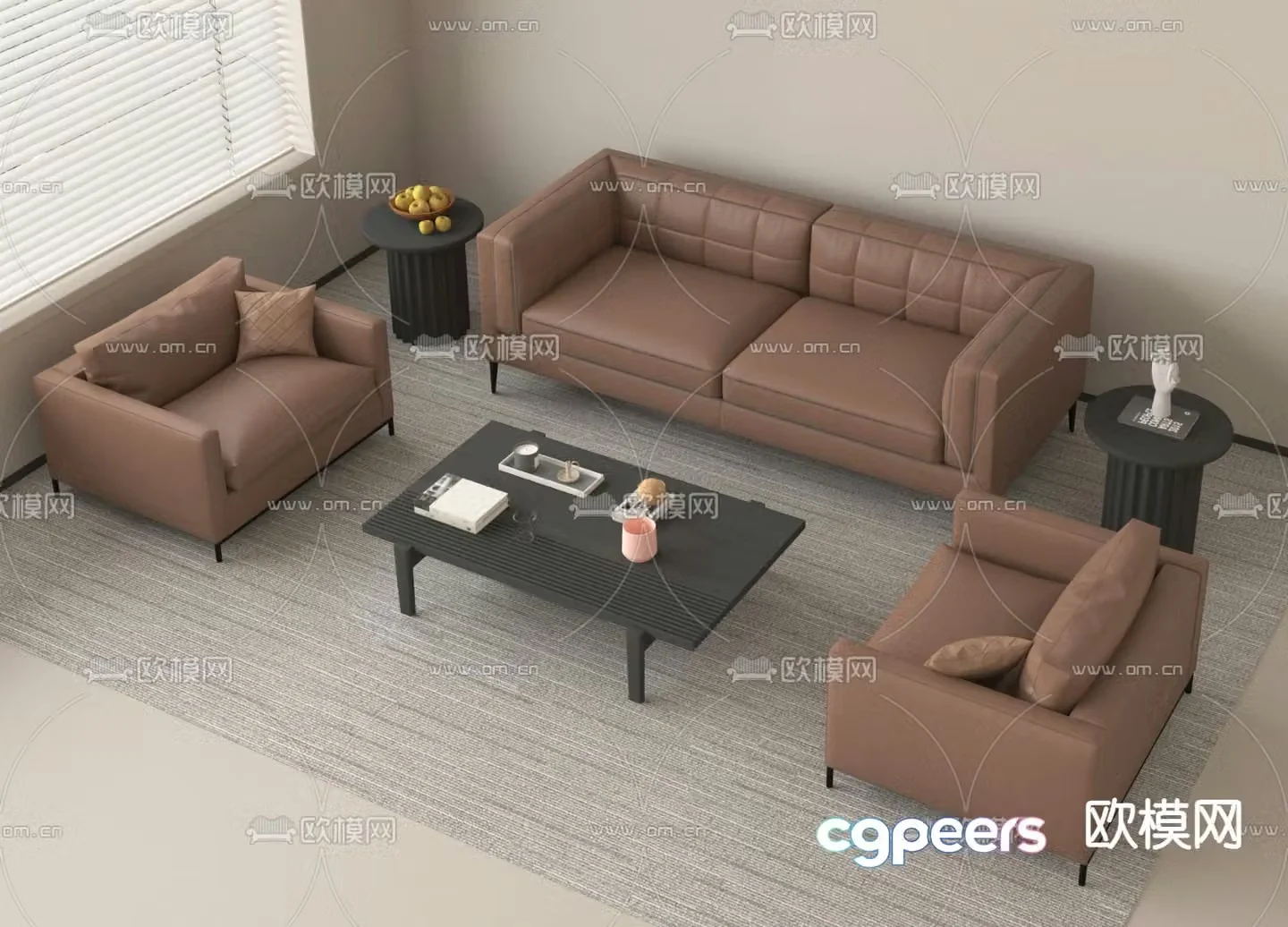 Leather sofa modular sofa 3d model