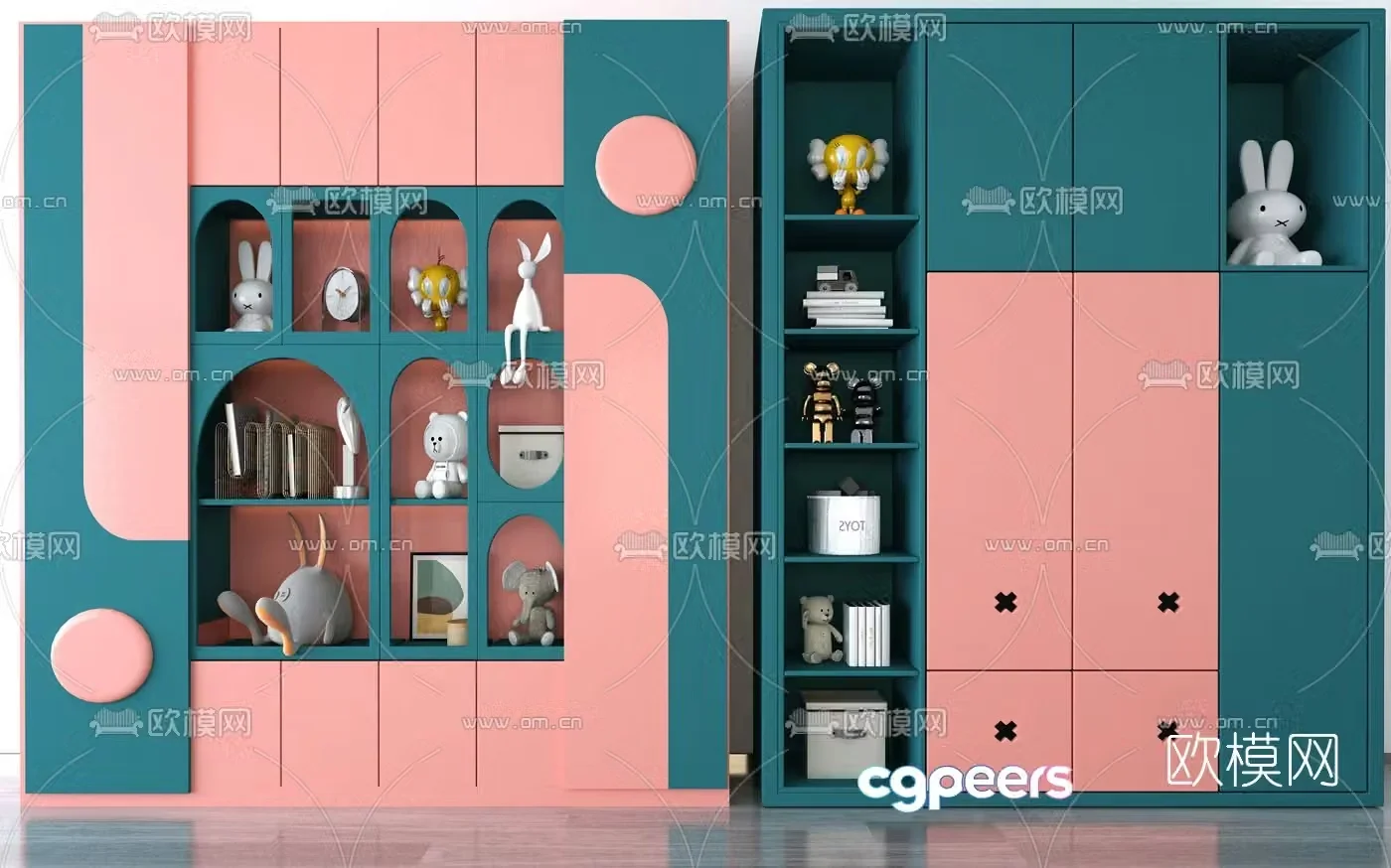 Nordic multifunctional children’s wardrobe 3D model