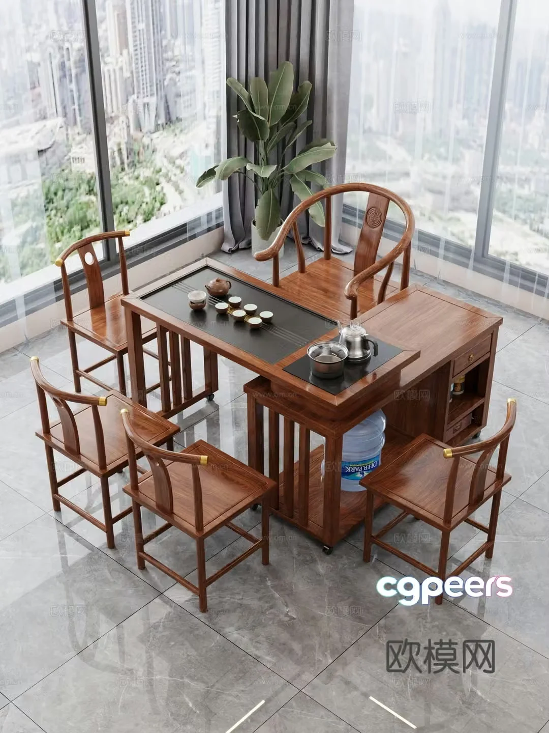 Tea table and chair combination tea table tea table tea room tea table balcony tea table 3D model