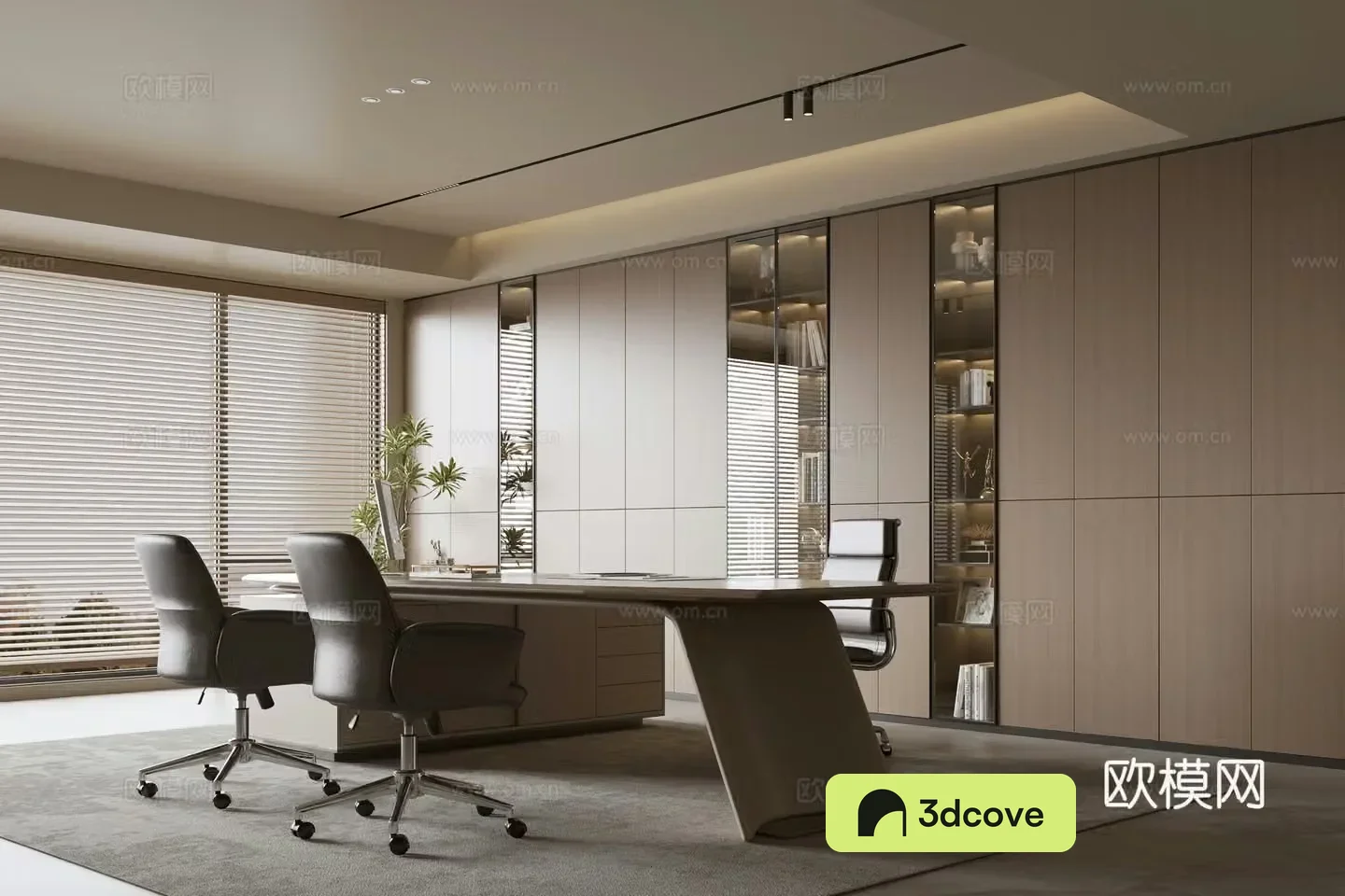 Modern office background wall bookcase office bookcase background wall solid wood office desk chair