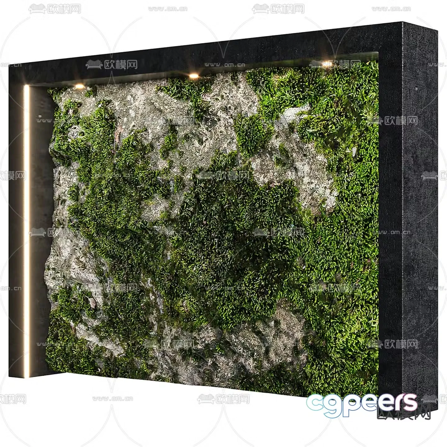 Stone wall moss wall background wall 3d model