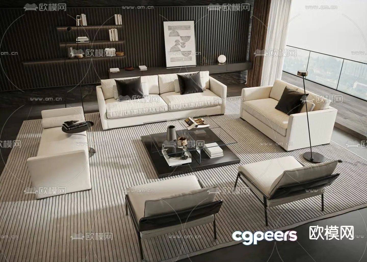 Meridiani white modular sofa 3d model