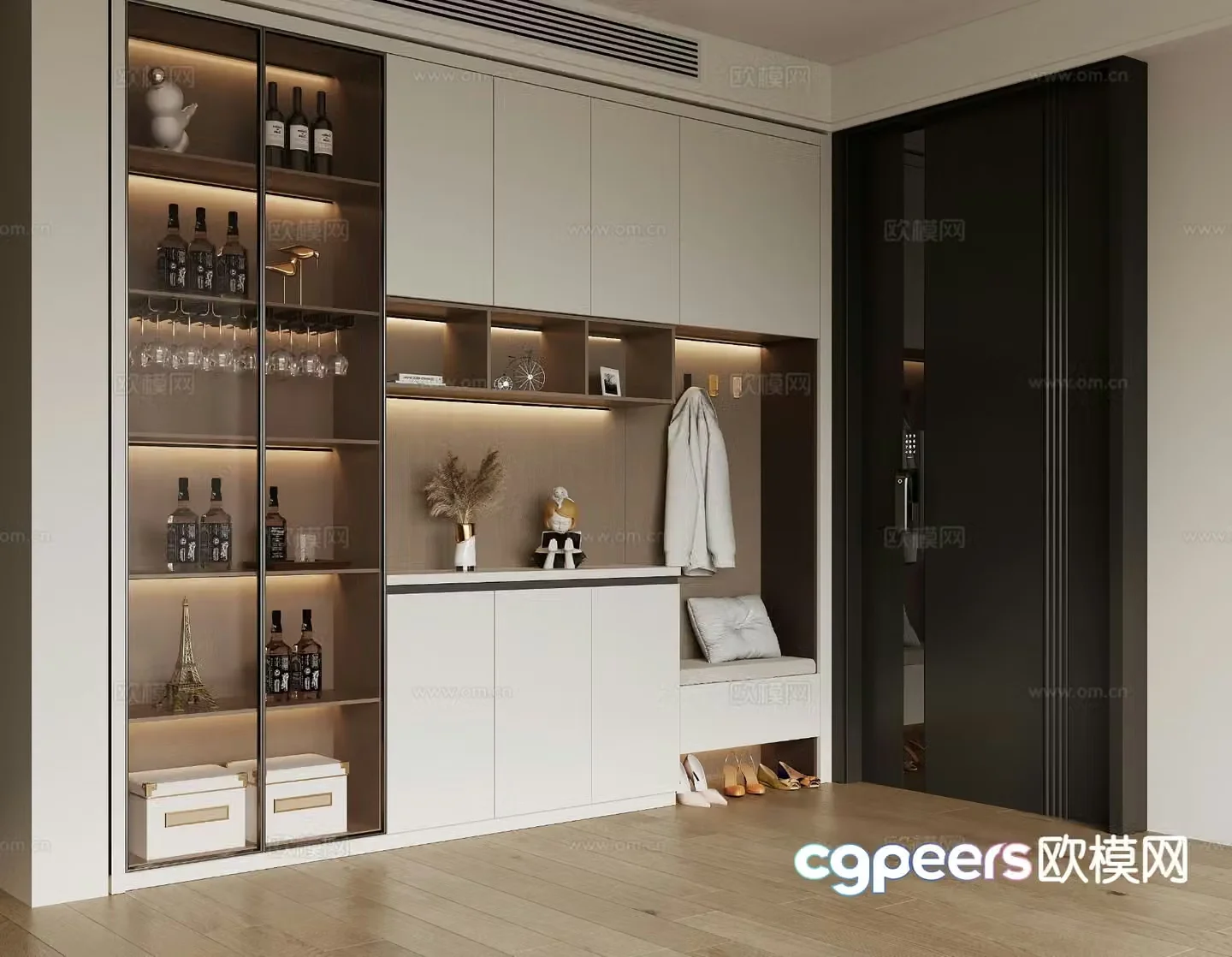 Modern entrance shoe cabinet 3d model