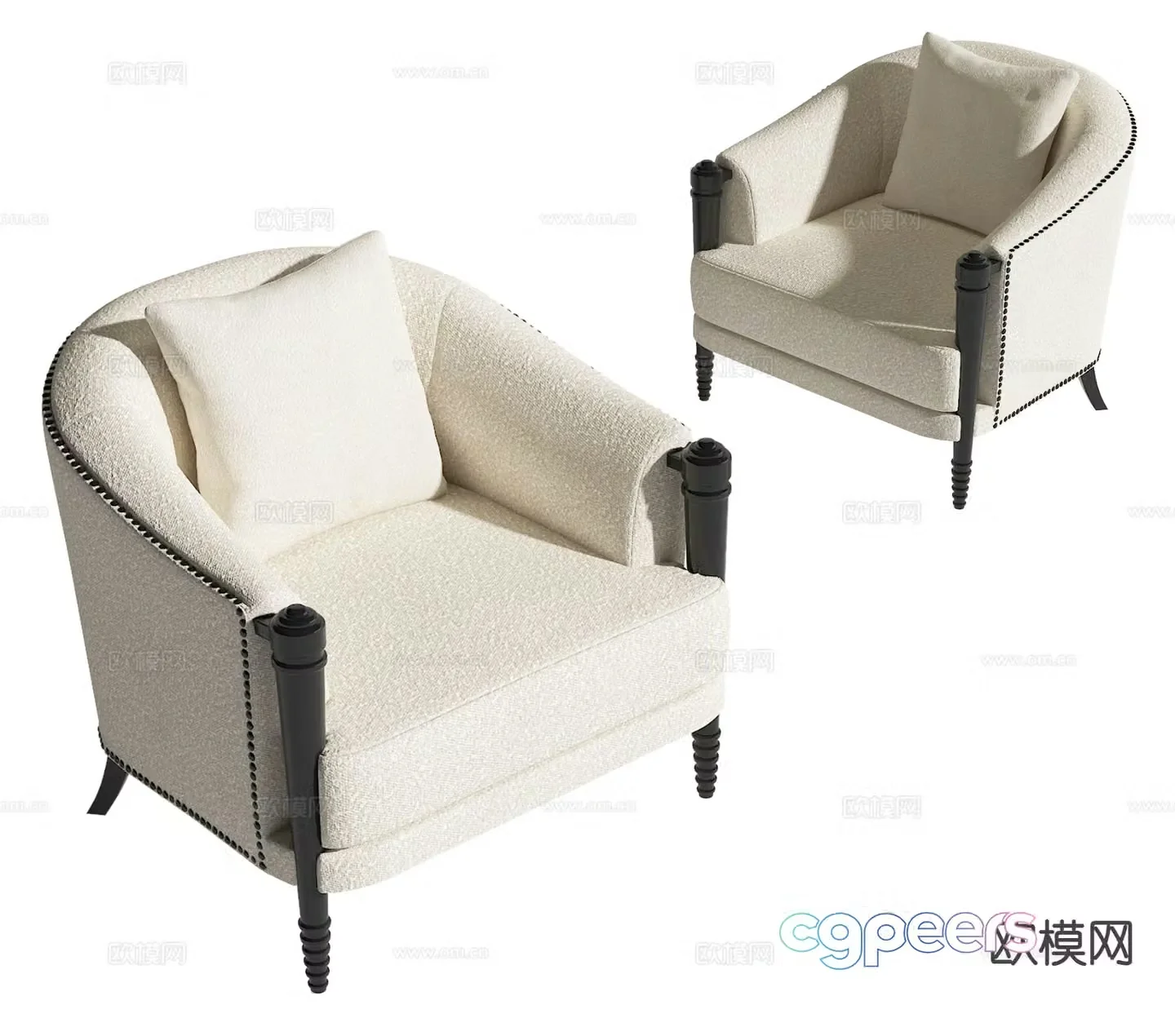 Simple European single sofa 3d model