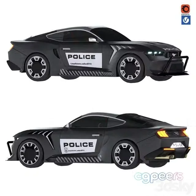 3ds Max Free – Ford Mustang GTD 2025 Police Car