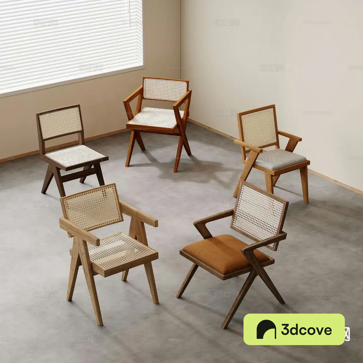 Wabi-sabi armchair single chair dining chair rattan chair solid wood chair