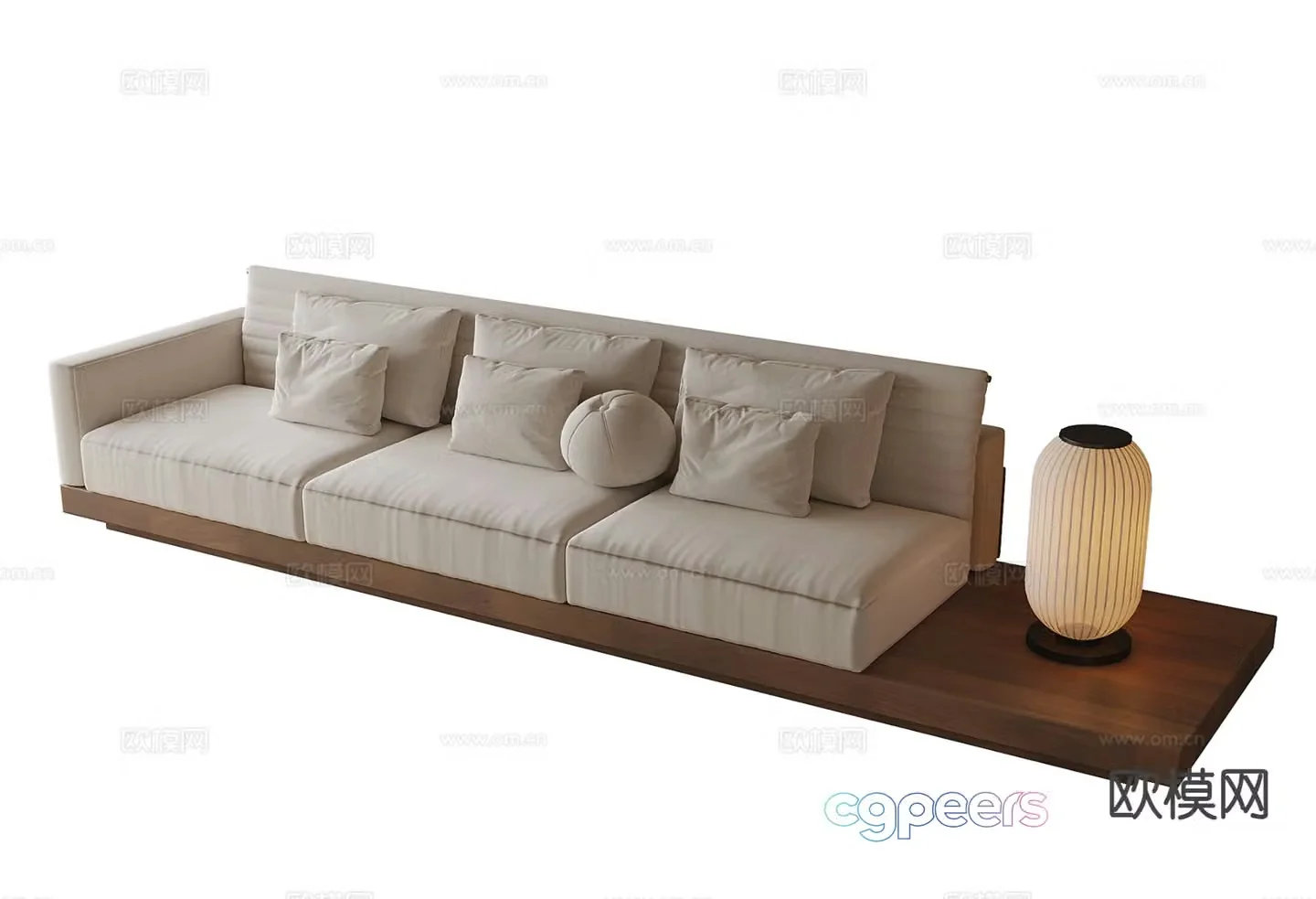 Log style multi-person sofa 3D model of three-person sofa