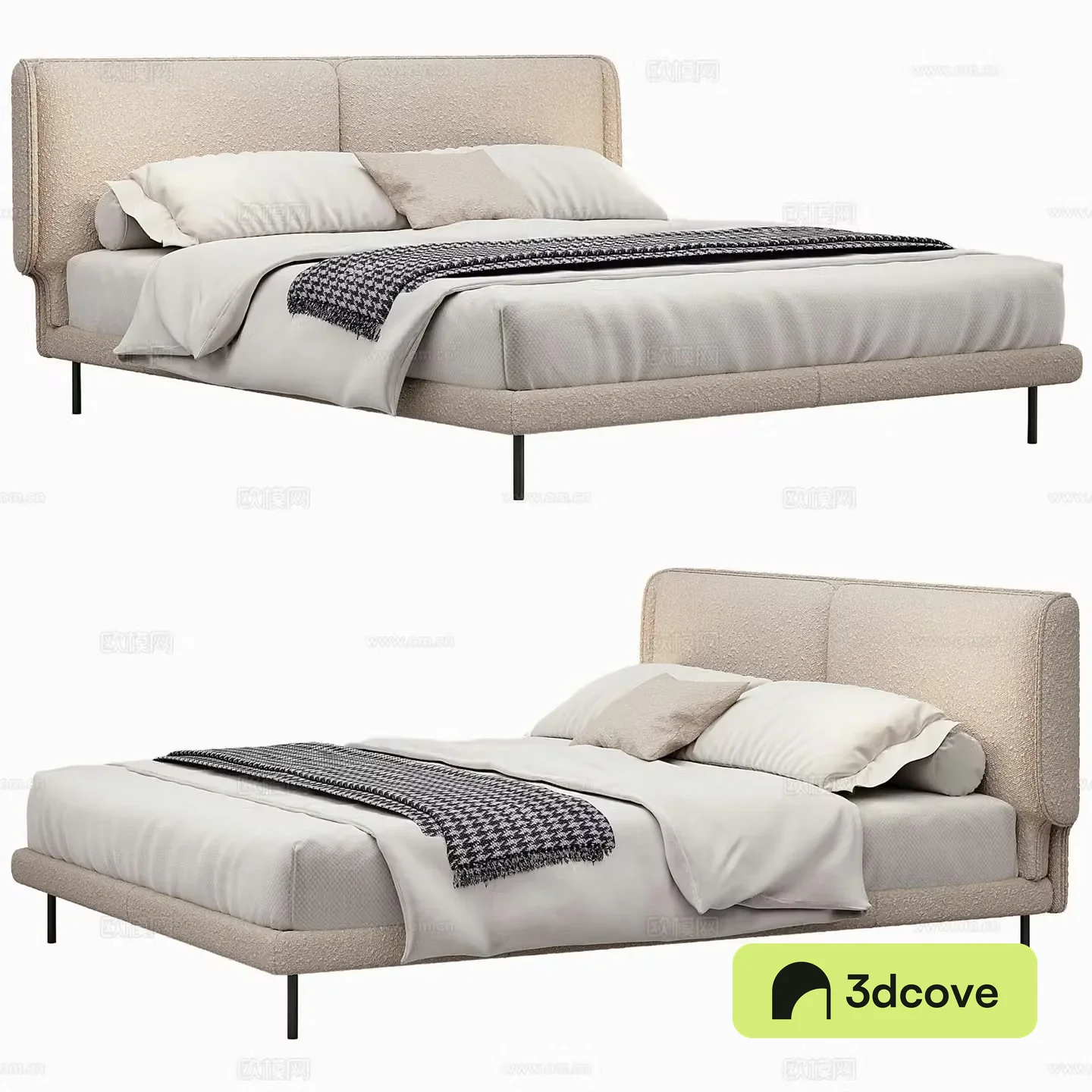 Modern Double Bed Fabric Double Bed Bedroom Bed Frame Bedding Pillow Holding