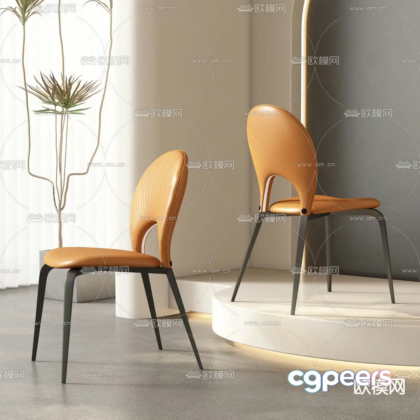 leather chair dining chair 3d model