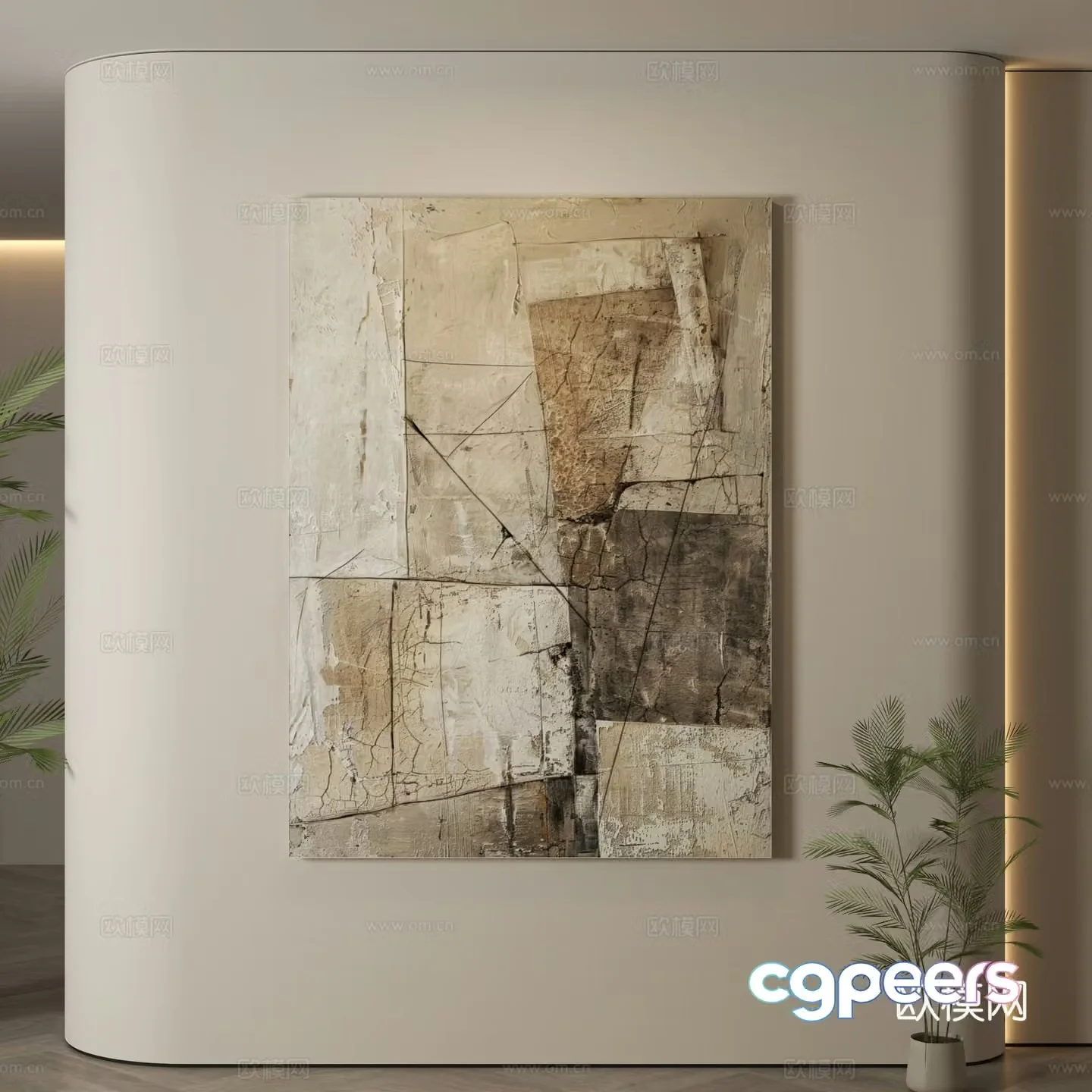 Modern hanging paintings Wasabi wind hanging paintings texture paintings abstract paintings decorative paintings 3D model
