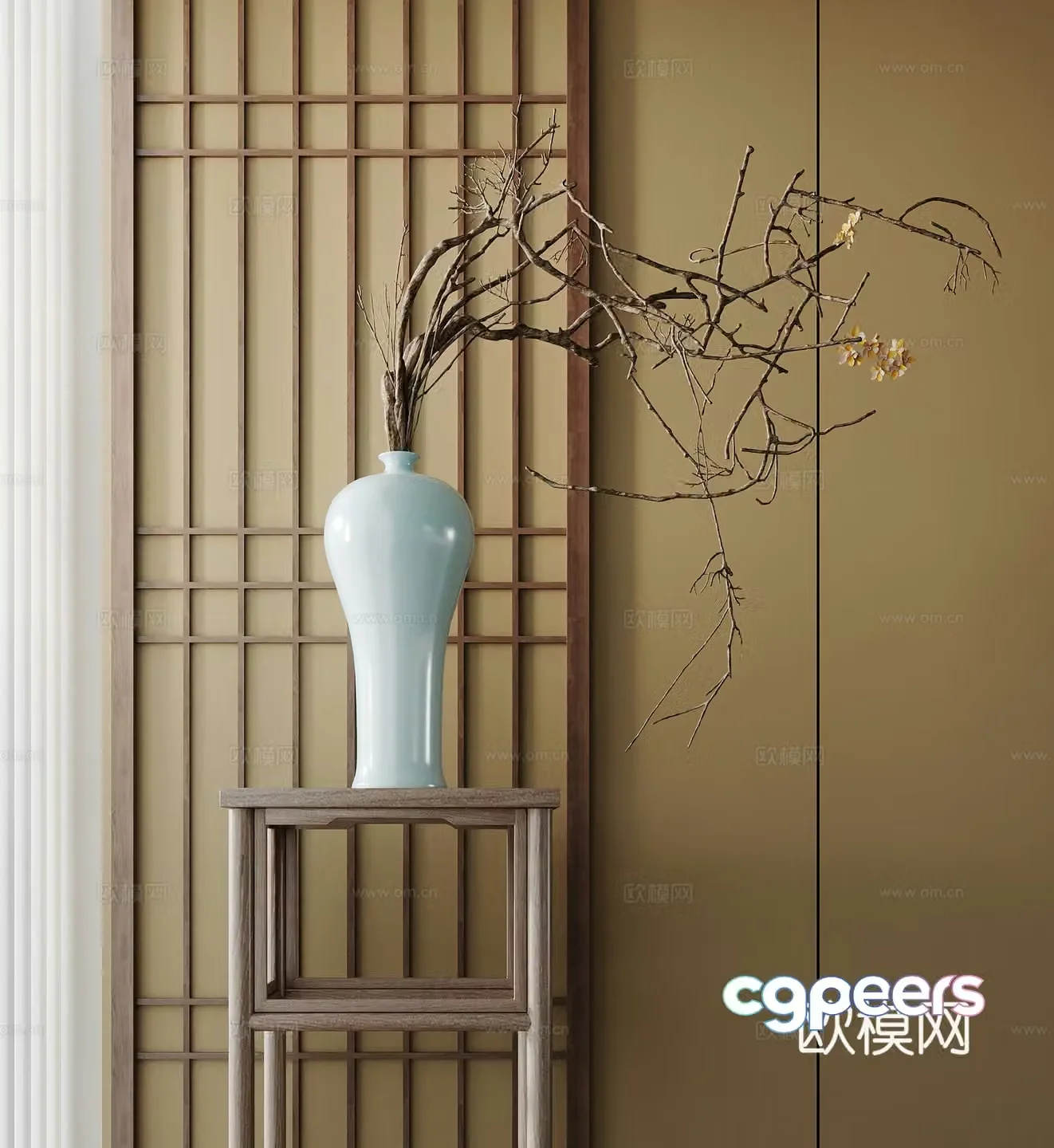 Song style flower stand partition vase 3d model