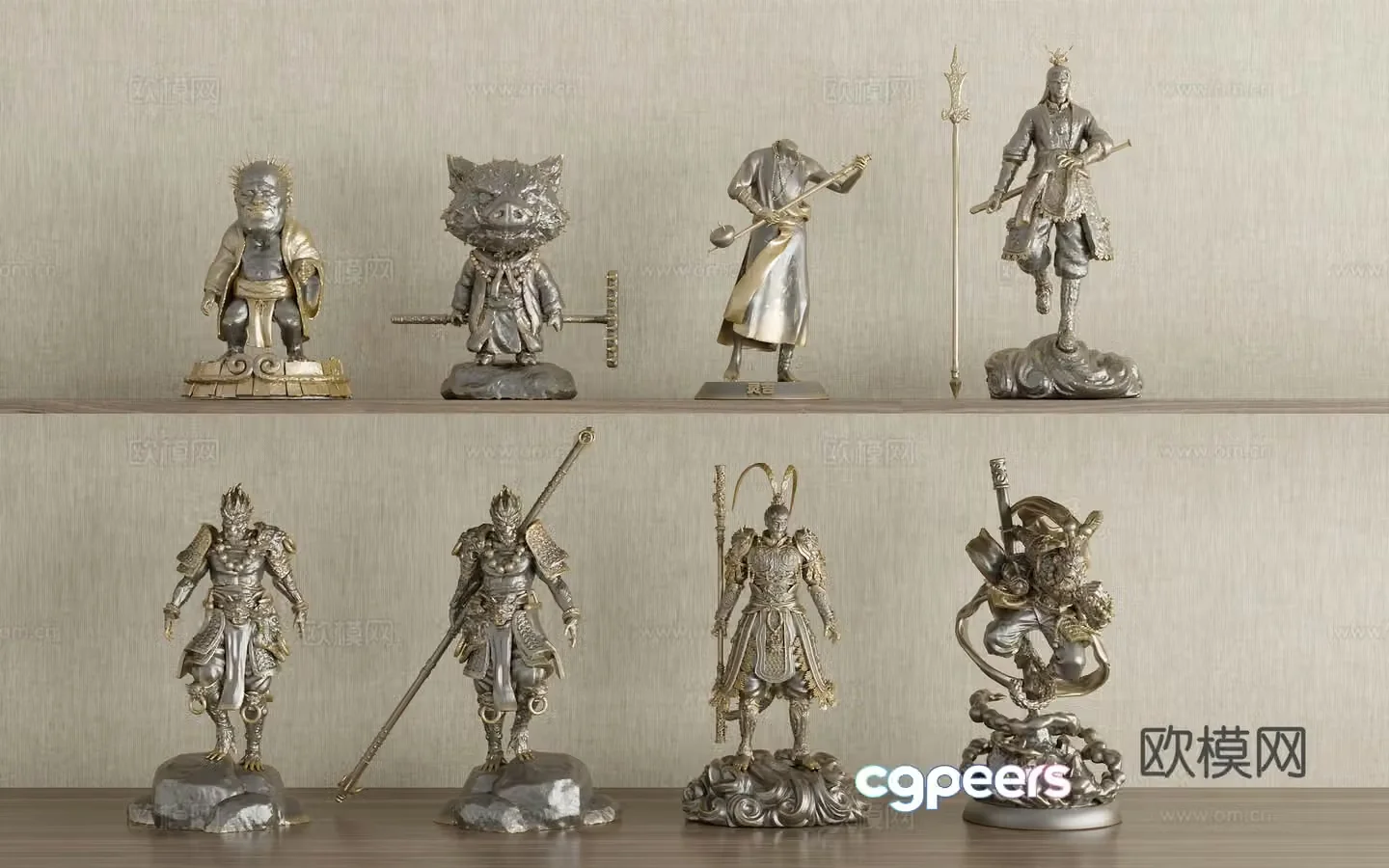 Virtual character ornaments black mythical Wukong ornaments Sun Wukong ornaments Chinese new Chinese ornaments human 3D model