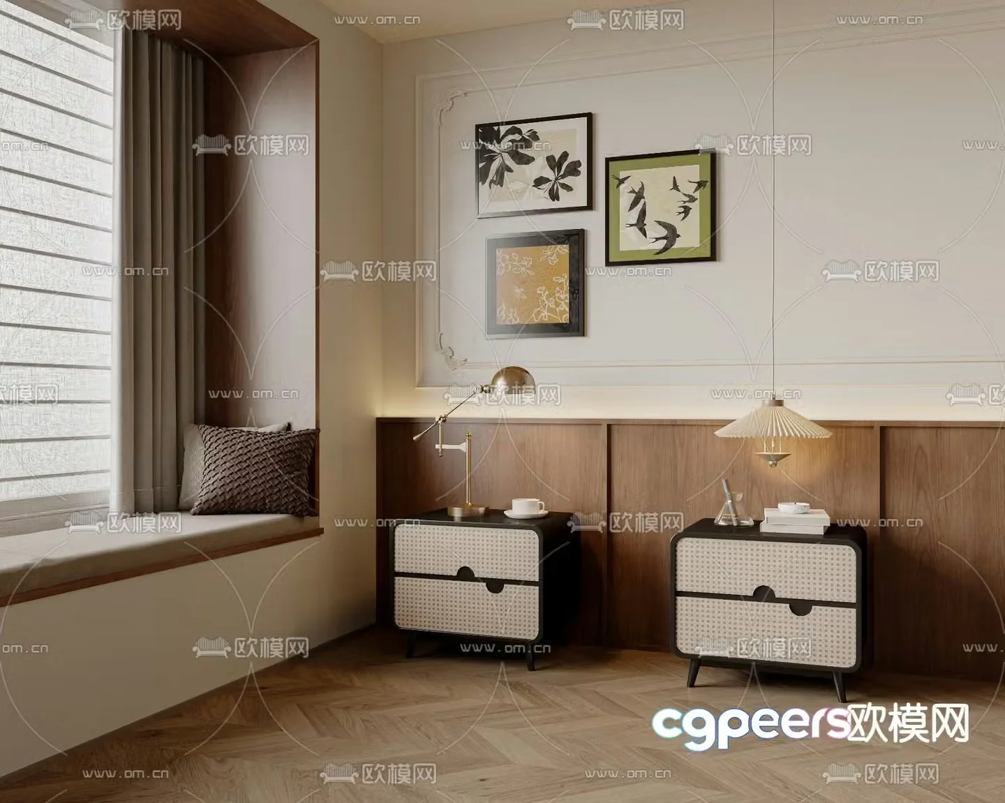 Medieval style bedside table 3d model