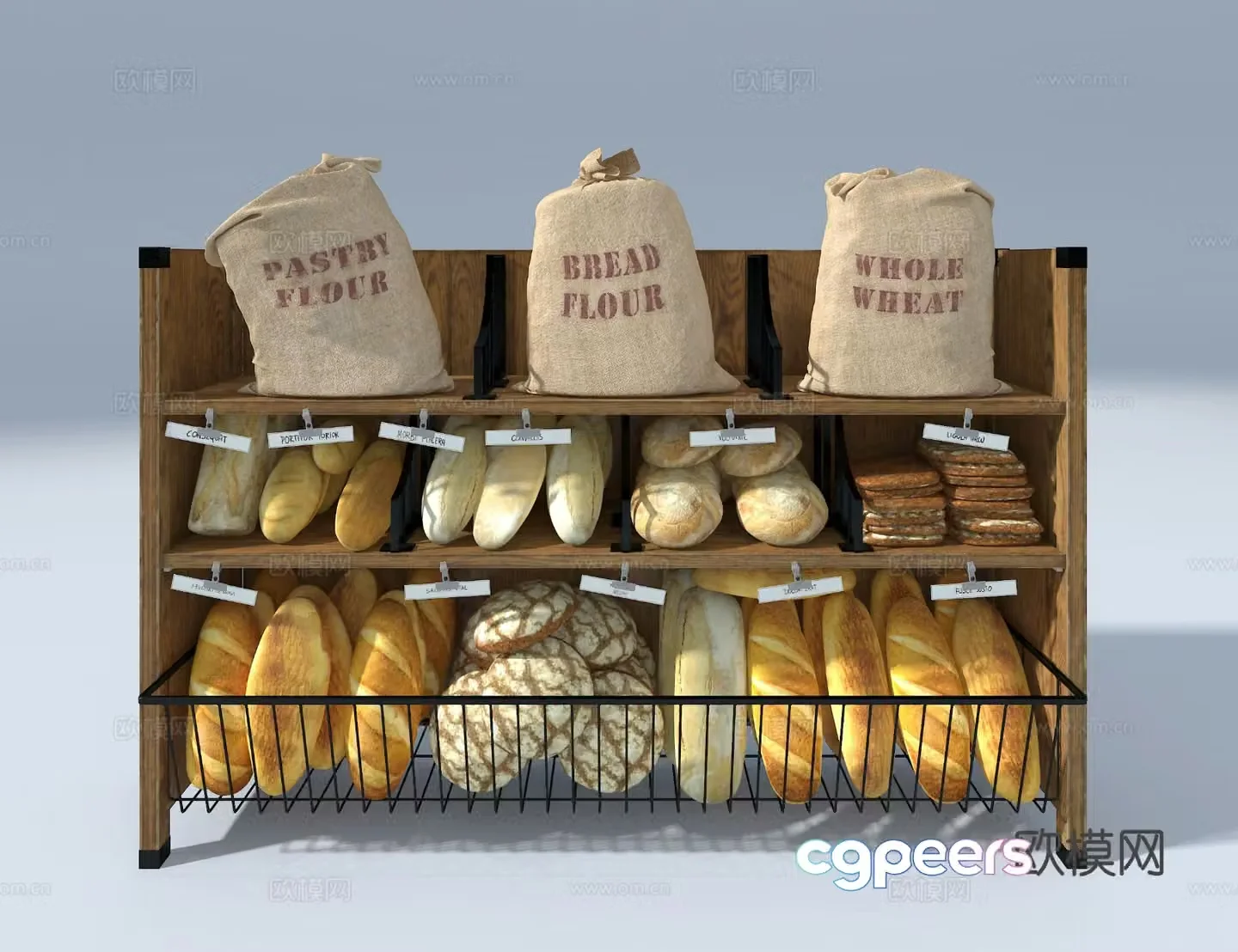 Bread rack dessert rack shelf 3d model