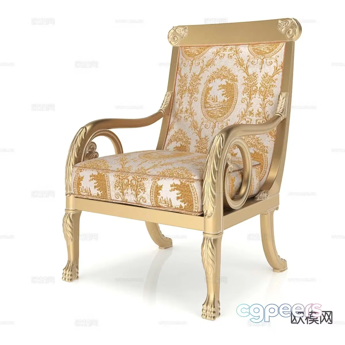 French chair lounge chair 3d model