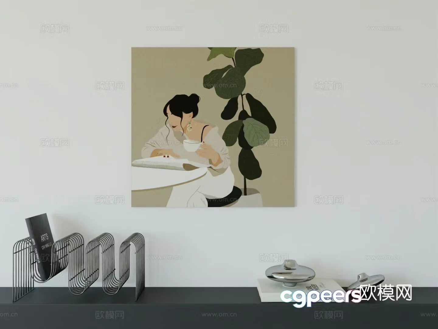 Modern minimalist hanging painting Bauhaus art hanging painting 3d model