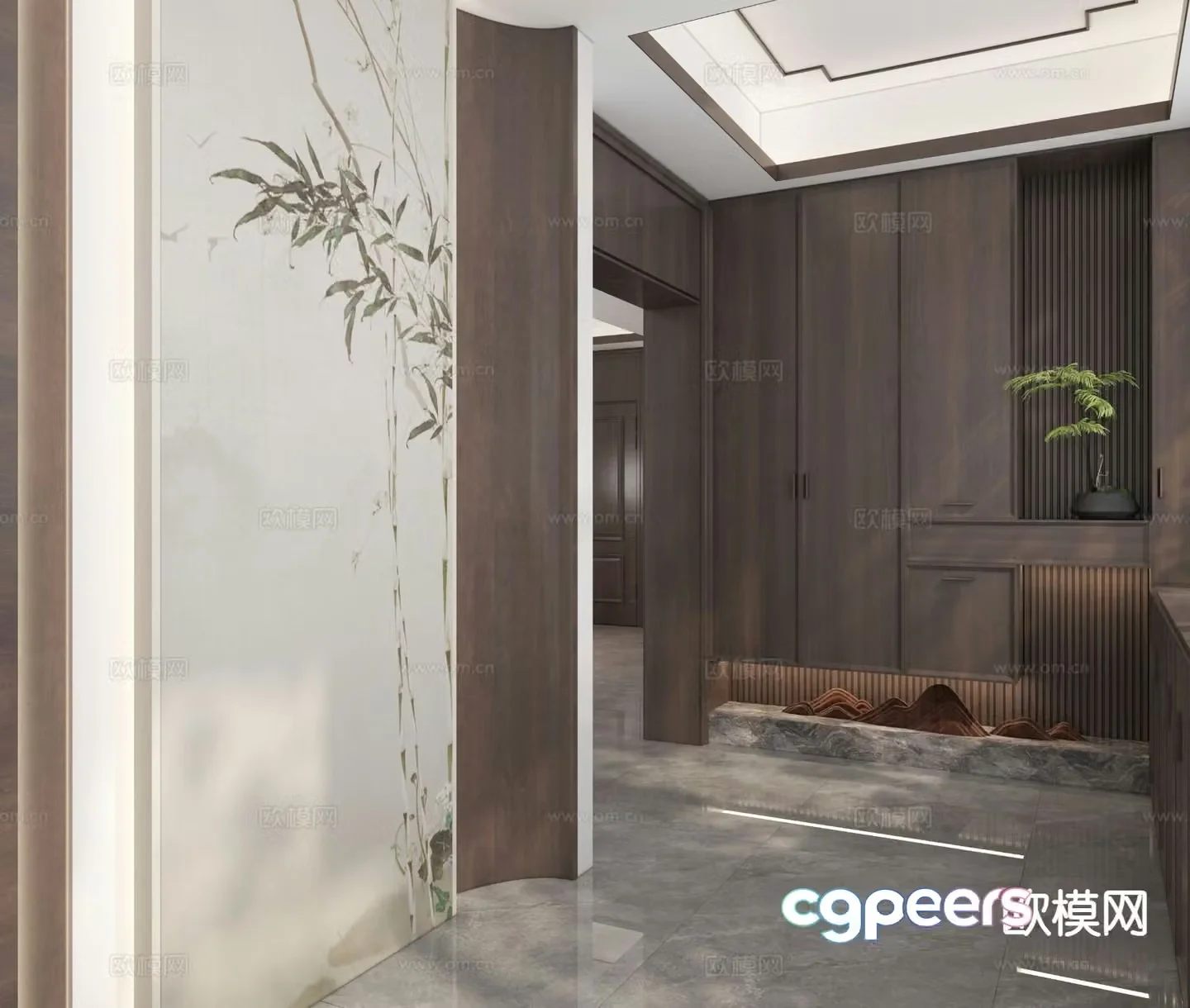 New Chinese style entrance hall 3D model