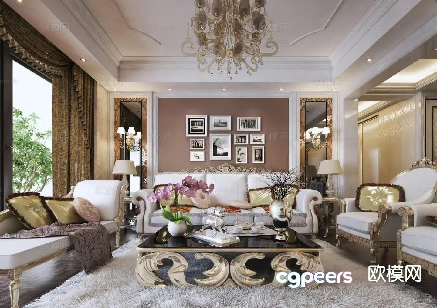 European style living room 3d model