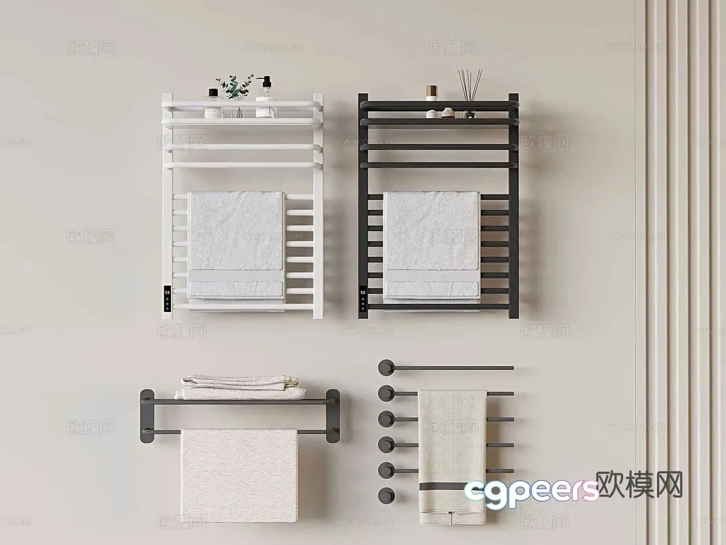 Electric towel rack towel bar bathroom accessories 3D model
