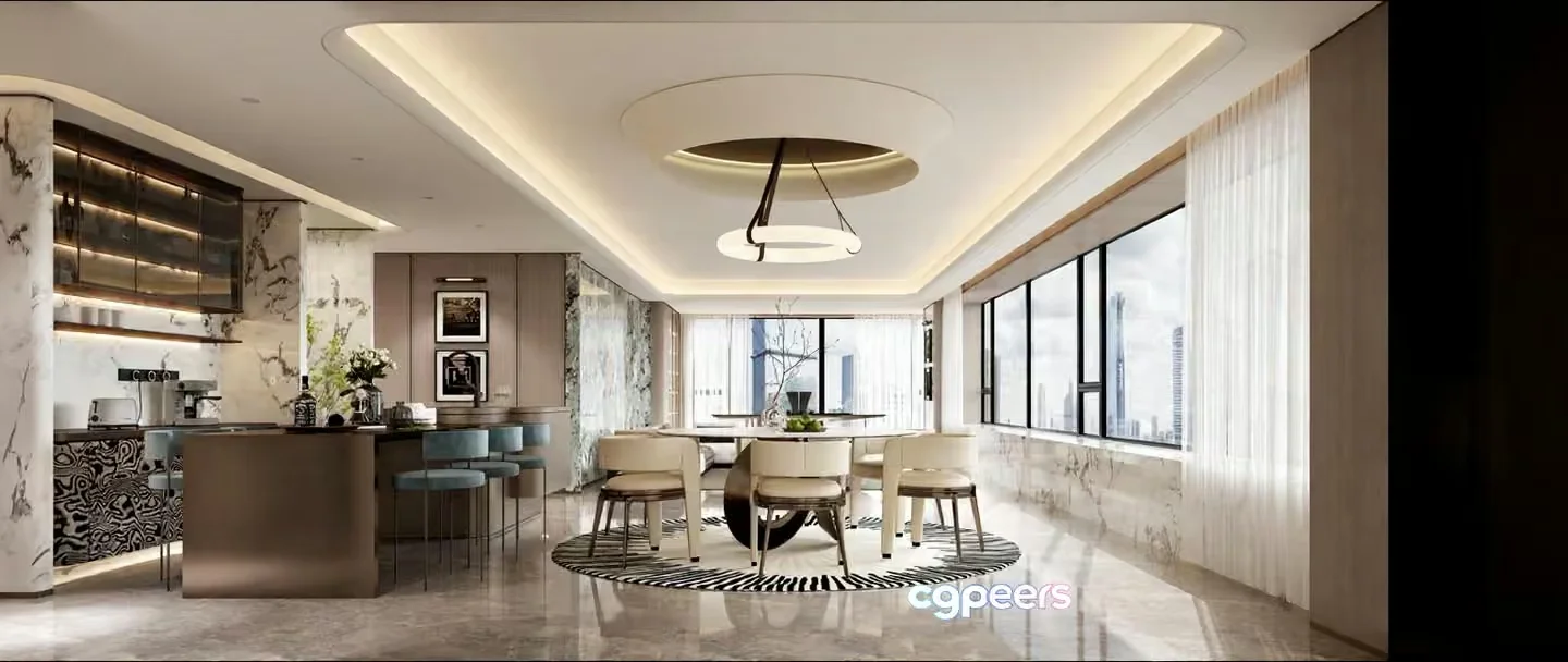 Modern Dining Room 3D Model – 12353 – VRAY Render