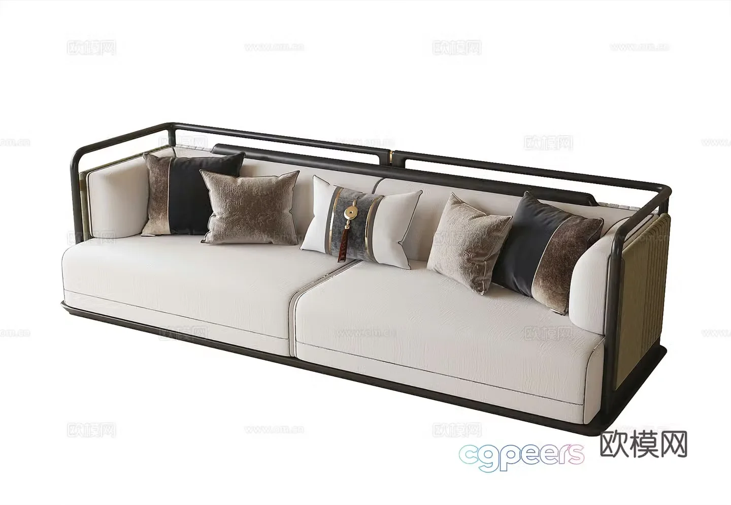 New Chinese style double sofa 3D model