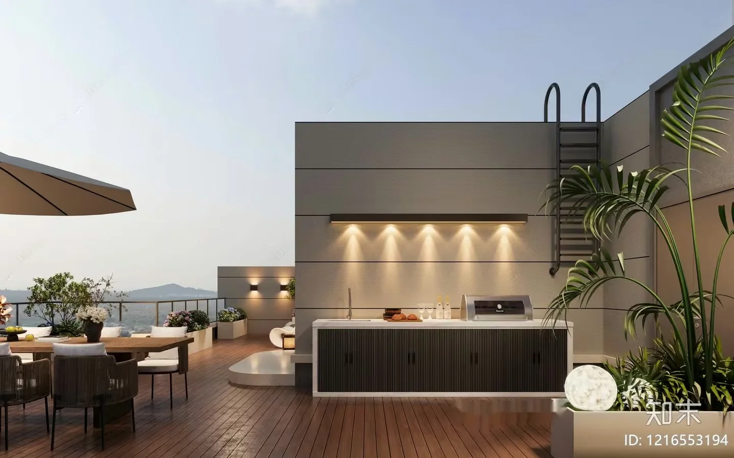 Modern Outdoor Kitchen 3D Model – 18322 – VRAY Render