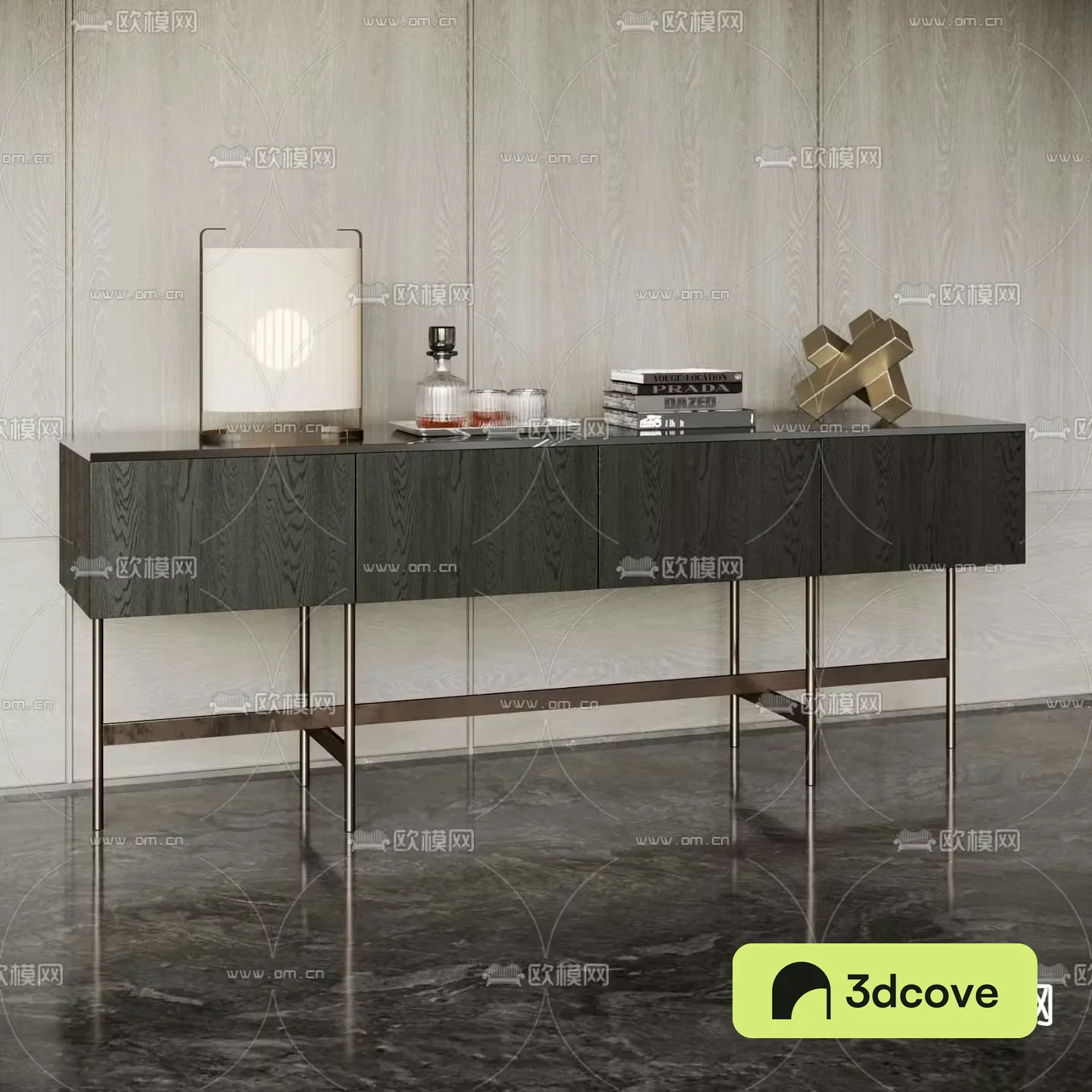 Minotti wooden entryway cabinet