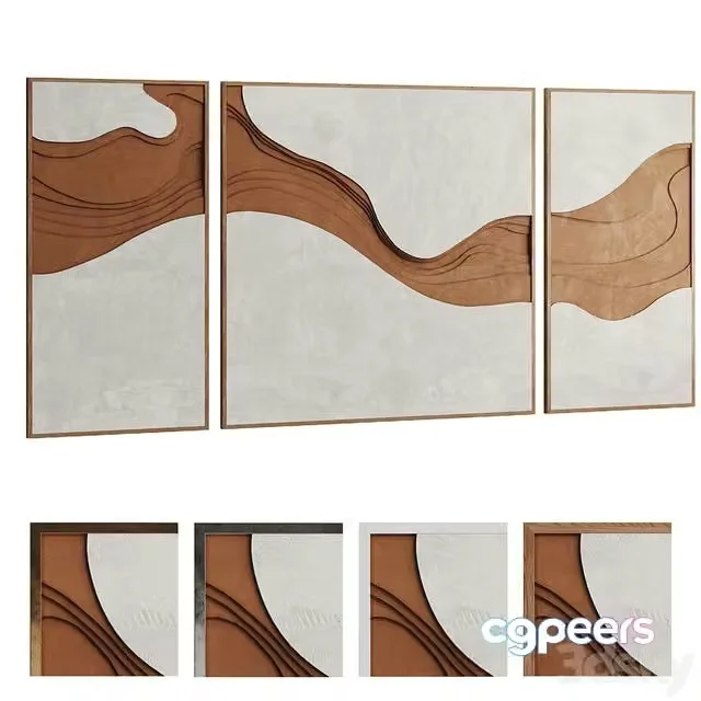 3ds Max Free – 3D Decorative panel (Abstract Neutral Canvas Paintings)
