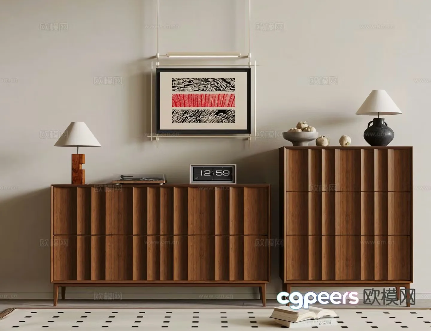 Medieval style side cabinet 3D model