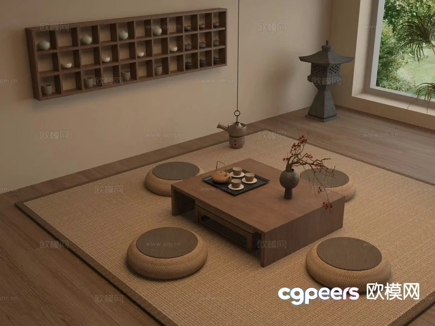 Middle-aged tea table tatami tea table 3D model