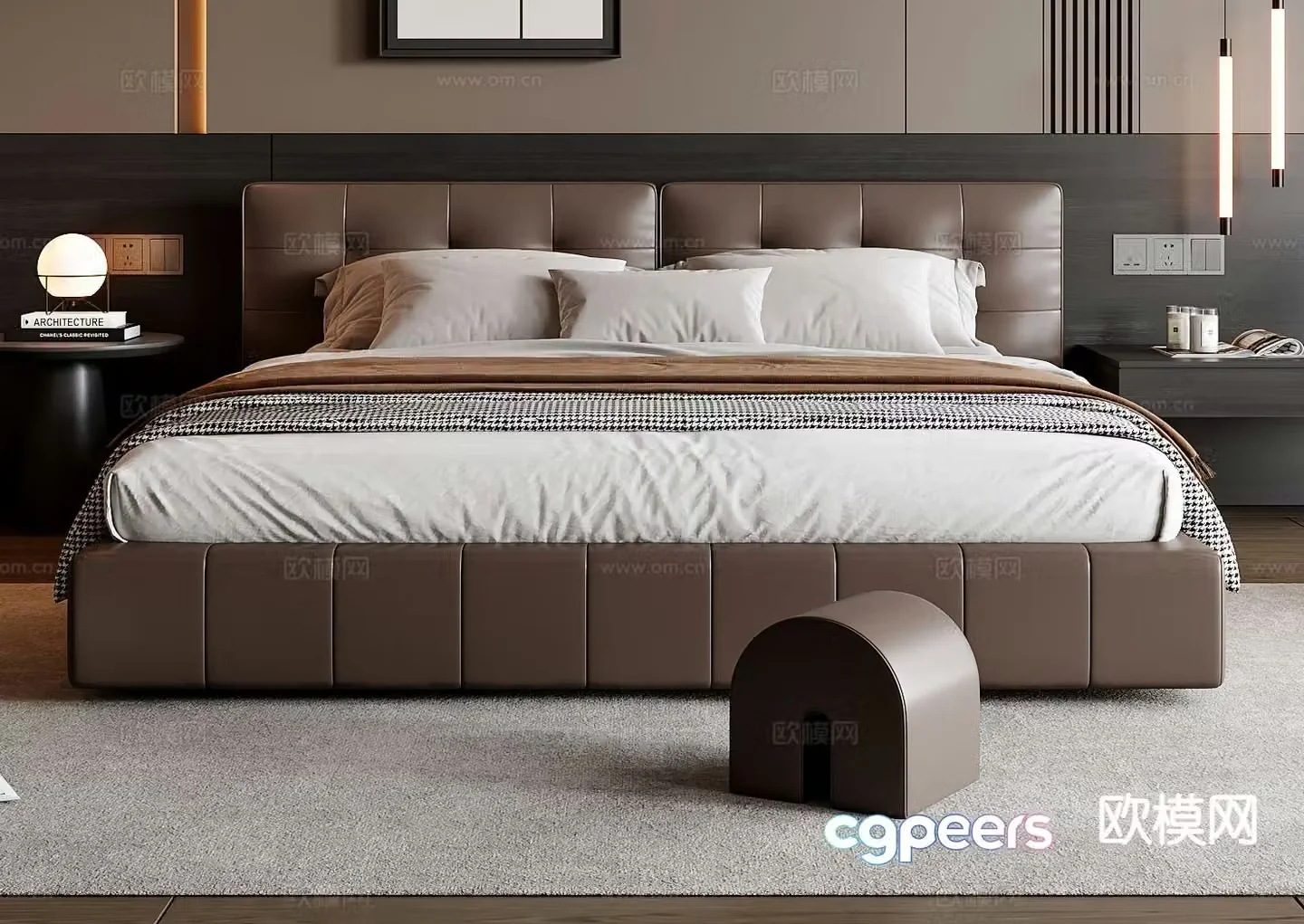 Italian double bed 3d model