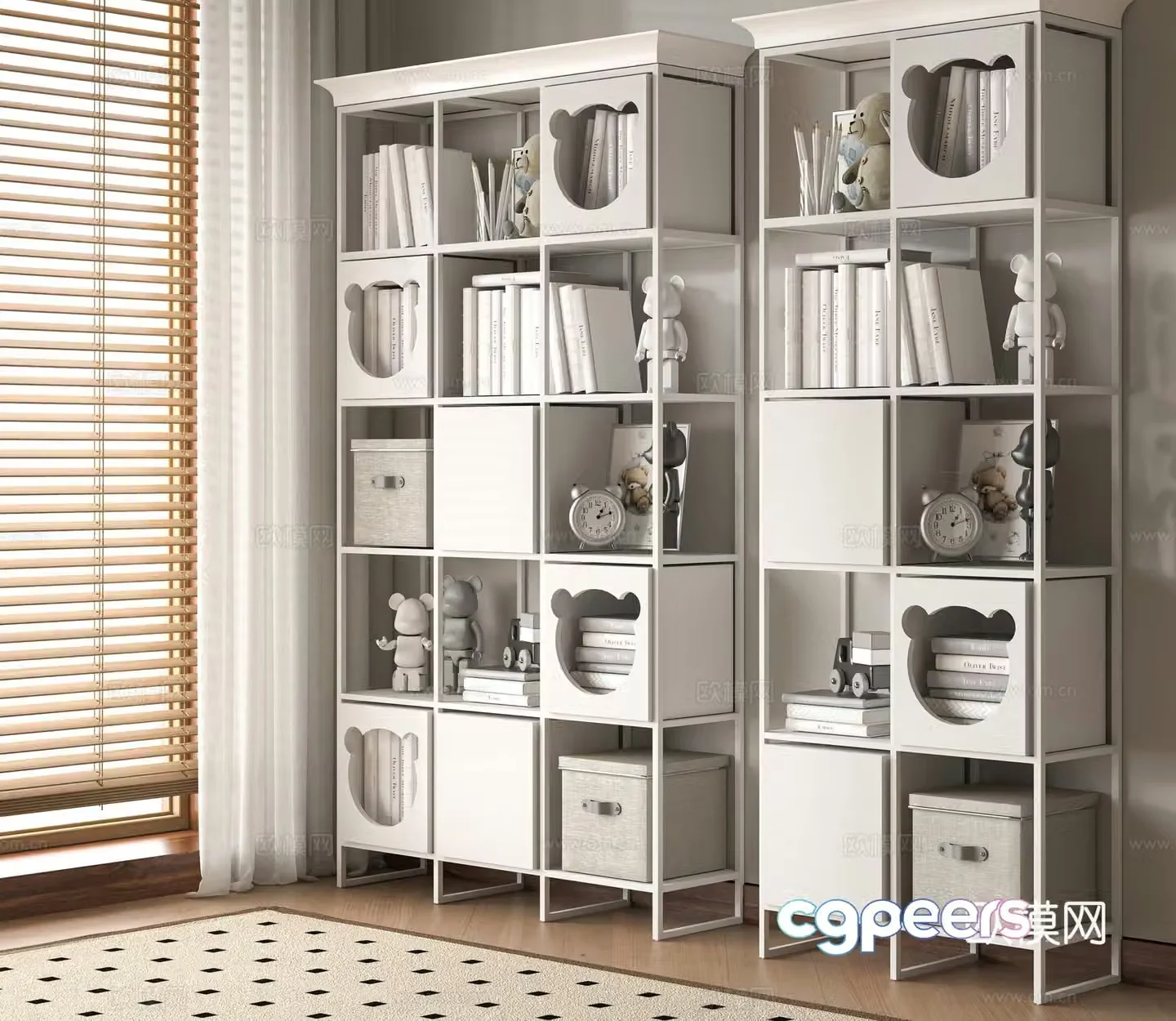 Modern children’s bookshelf 3d model