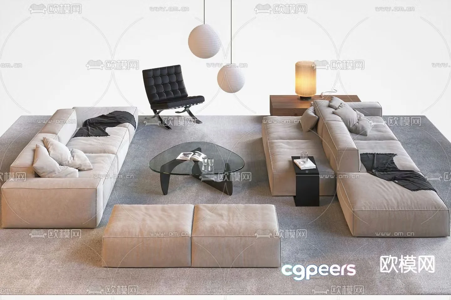 Modern sectional sofa 3d model