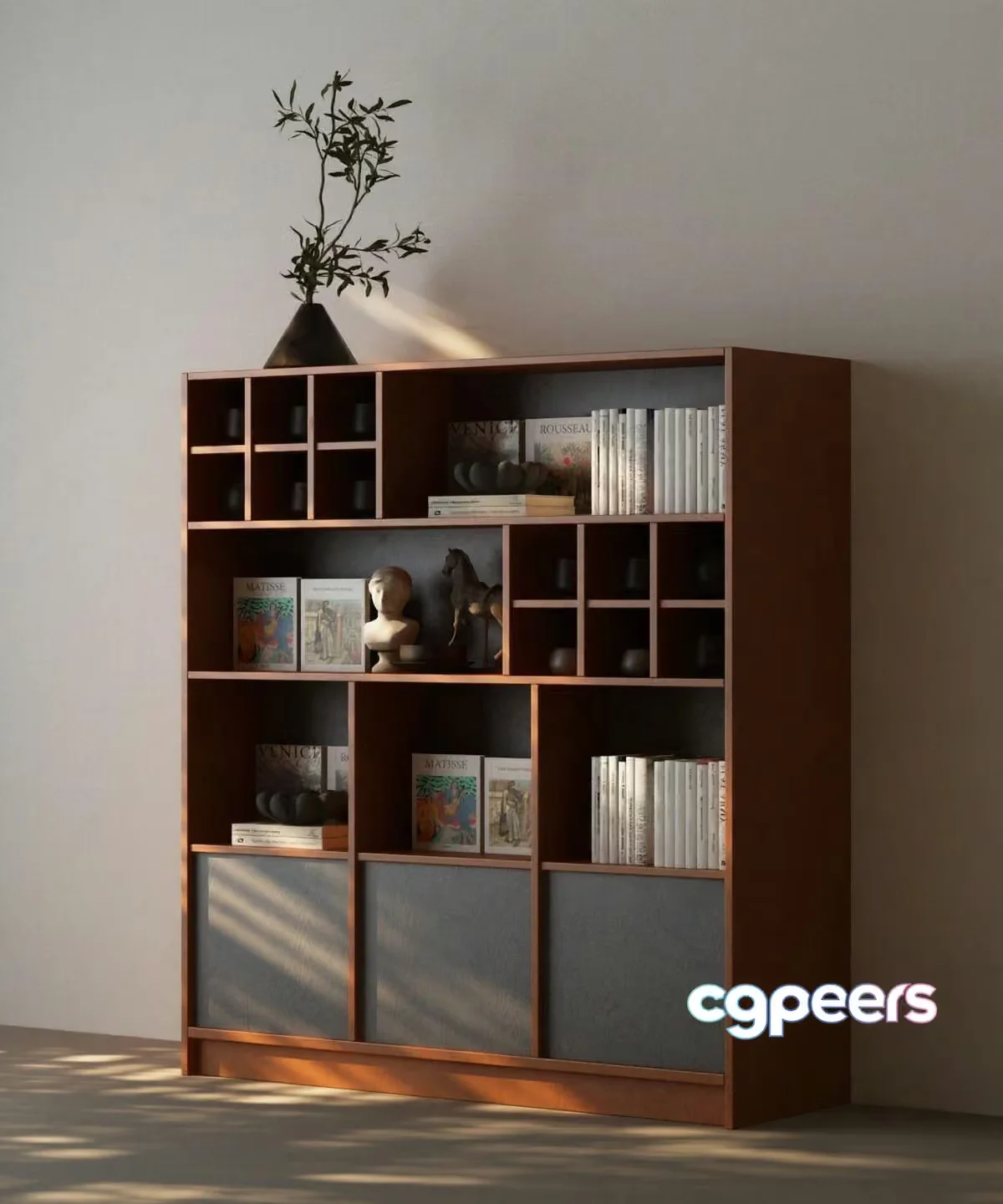 Modern Bookshelf 3D Model – 10723 – VRAY Render