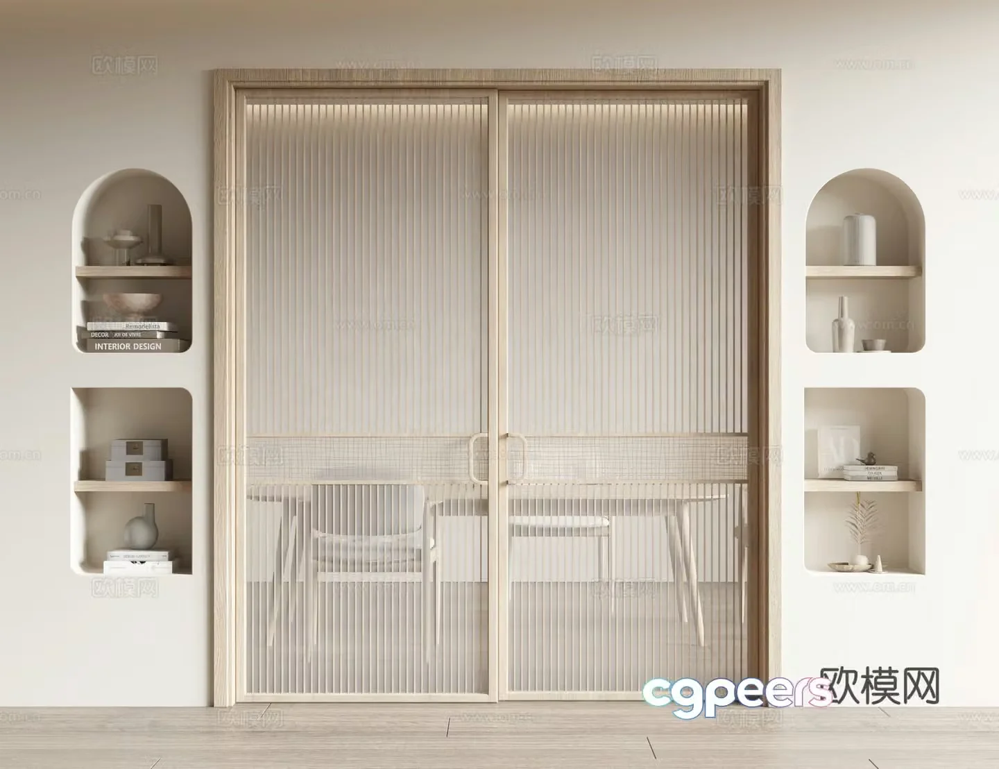 Middle-aged sliding door 3D model