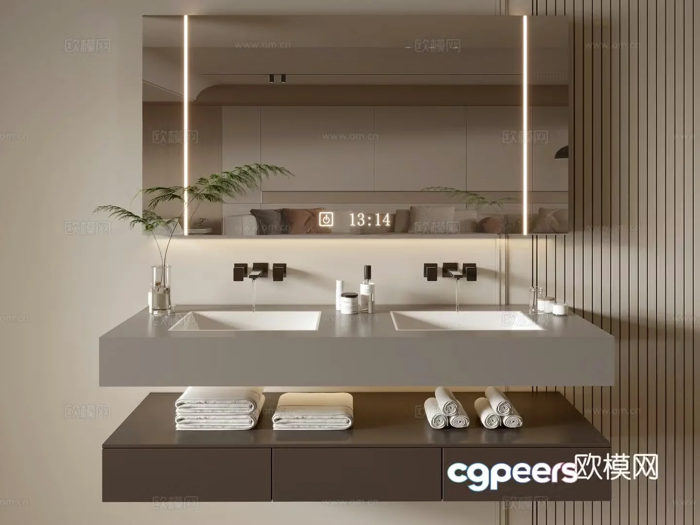 Modern bathroom cabinet bathroom basin bathroom ornaments mirror cabinet sink 3d model