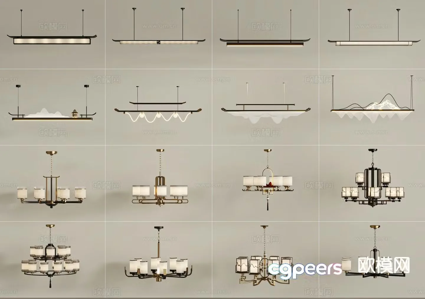 New Chinese style chandelier Zen chandelier living room chandelier 3d model