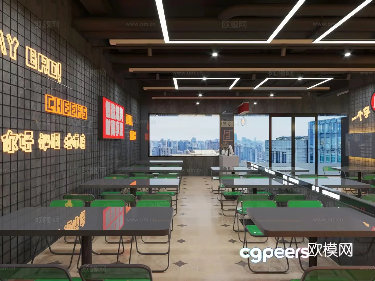 Industrial style fast food restaurant tea restaurant 3d model