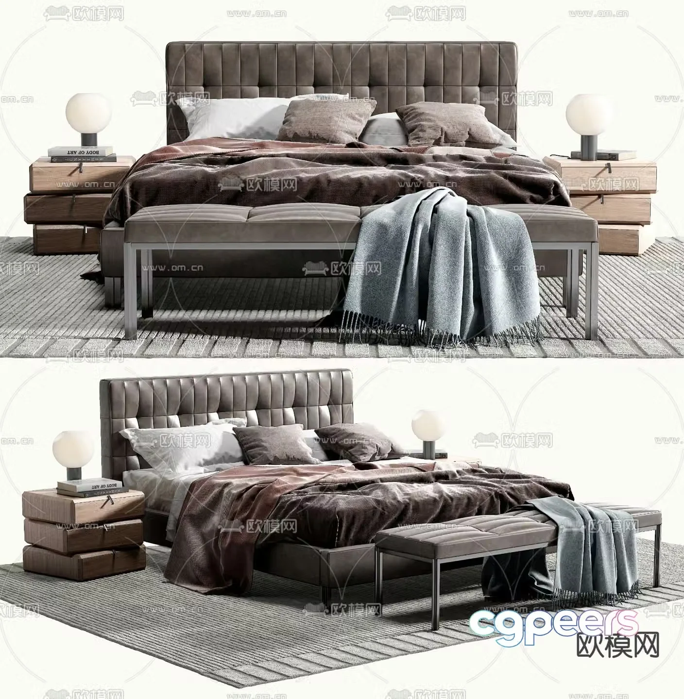 Modern double bed 3d model
