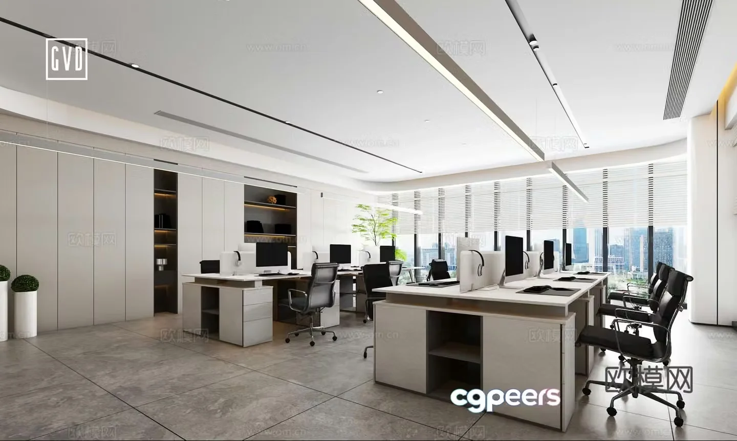 Modern office Simple office Fashion office Living area Custom office furniture White 3d model