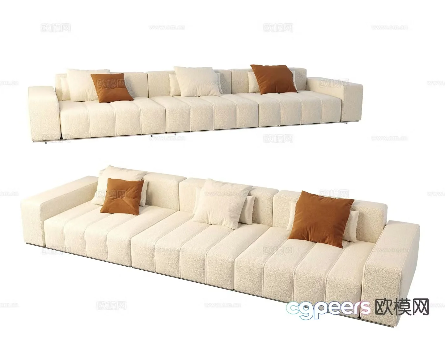 Three seater sofa upholstered sofa 3d model
