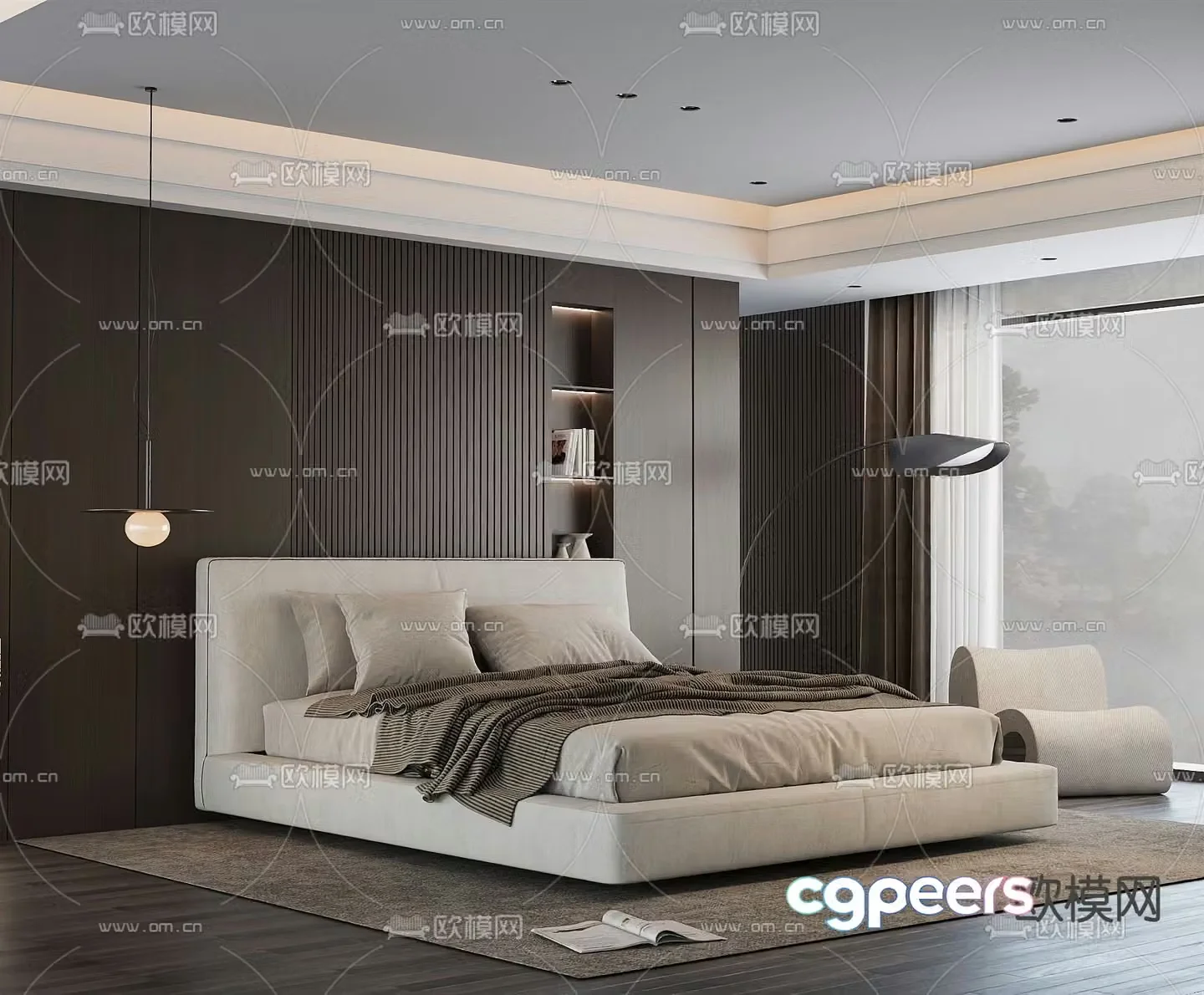 Modern double bed 3d model