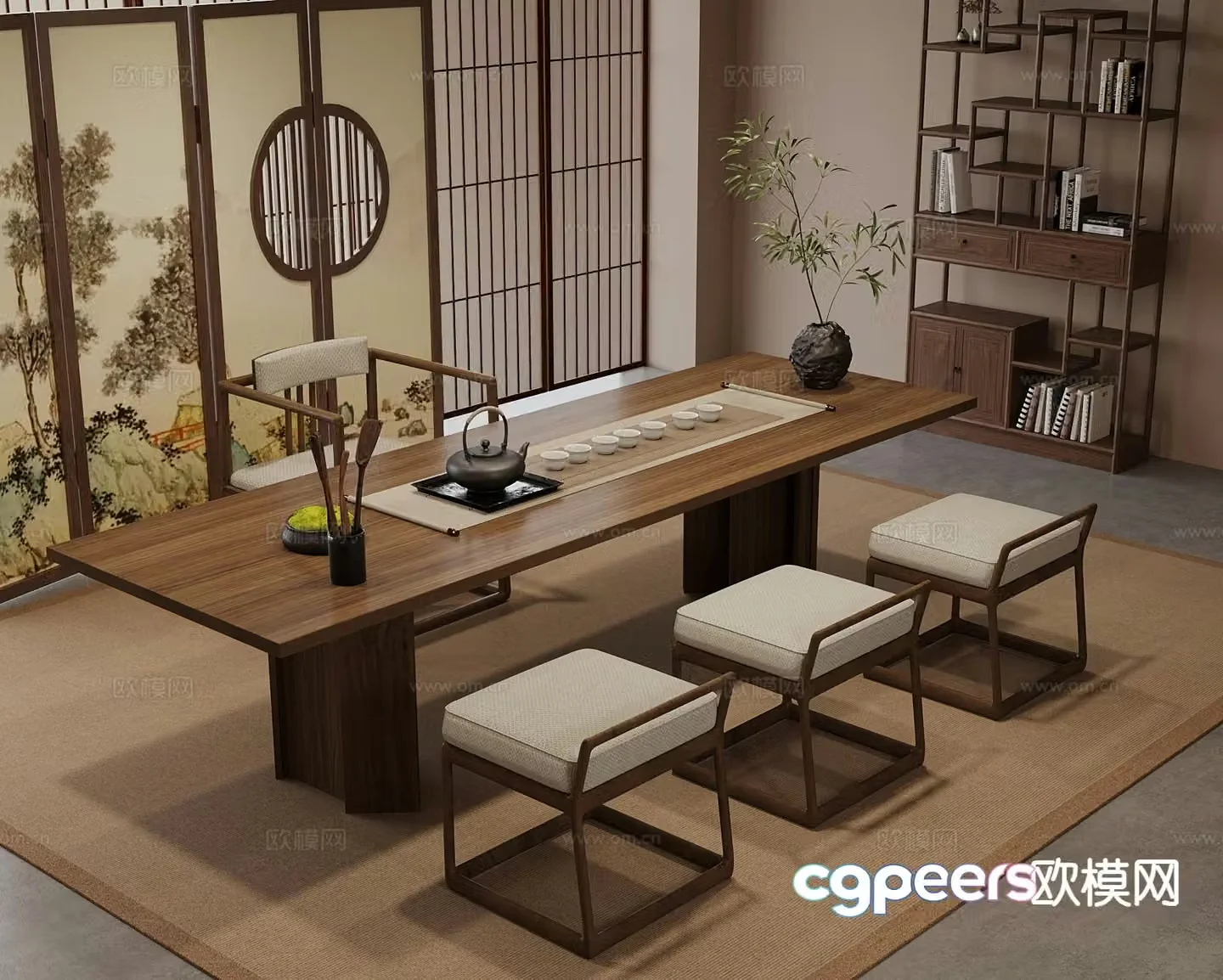 New Chinese style tea table tea table 3d model