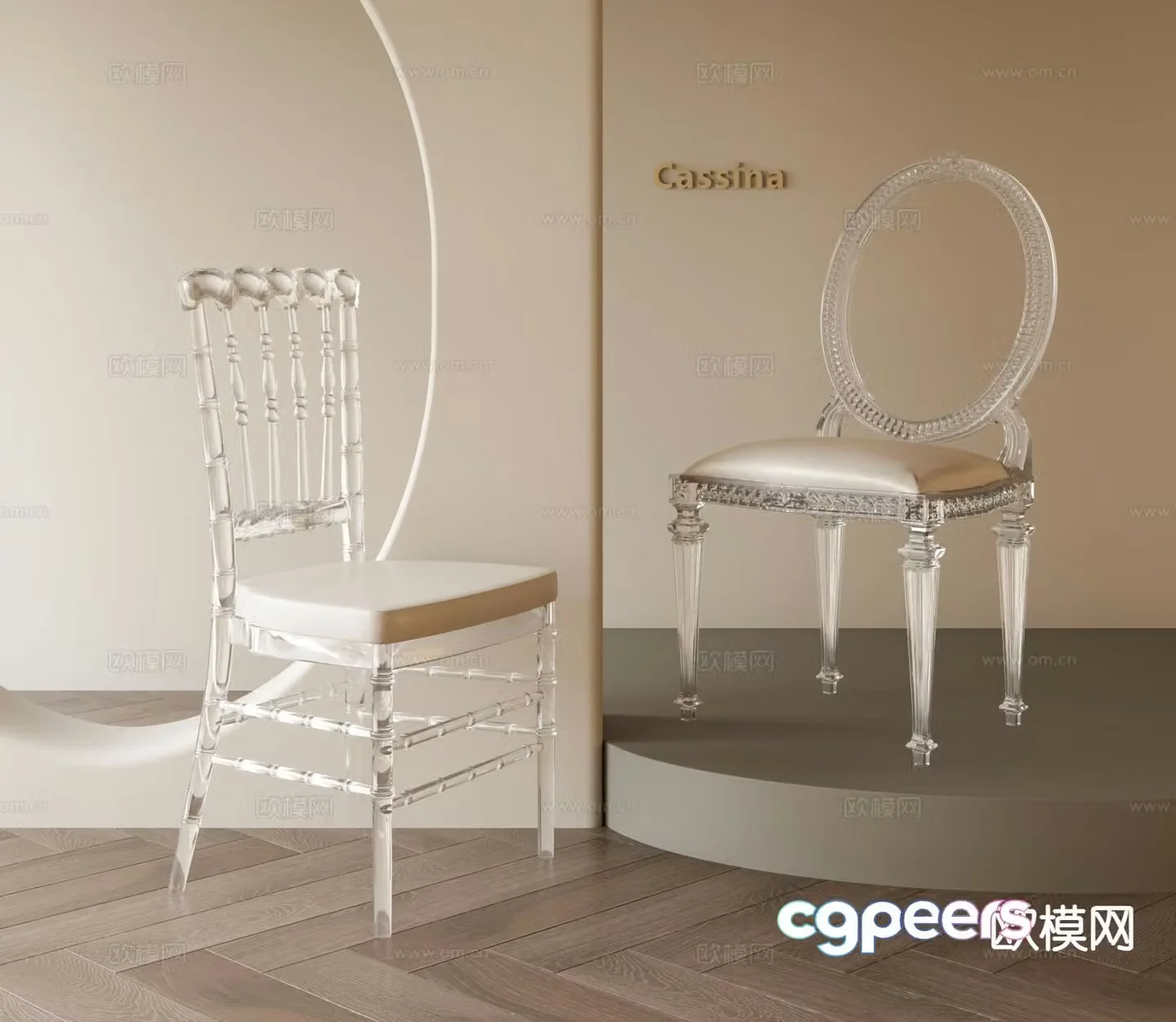 French acrylic chair dining chair leisure chair 3d model