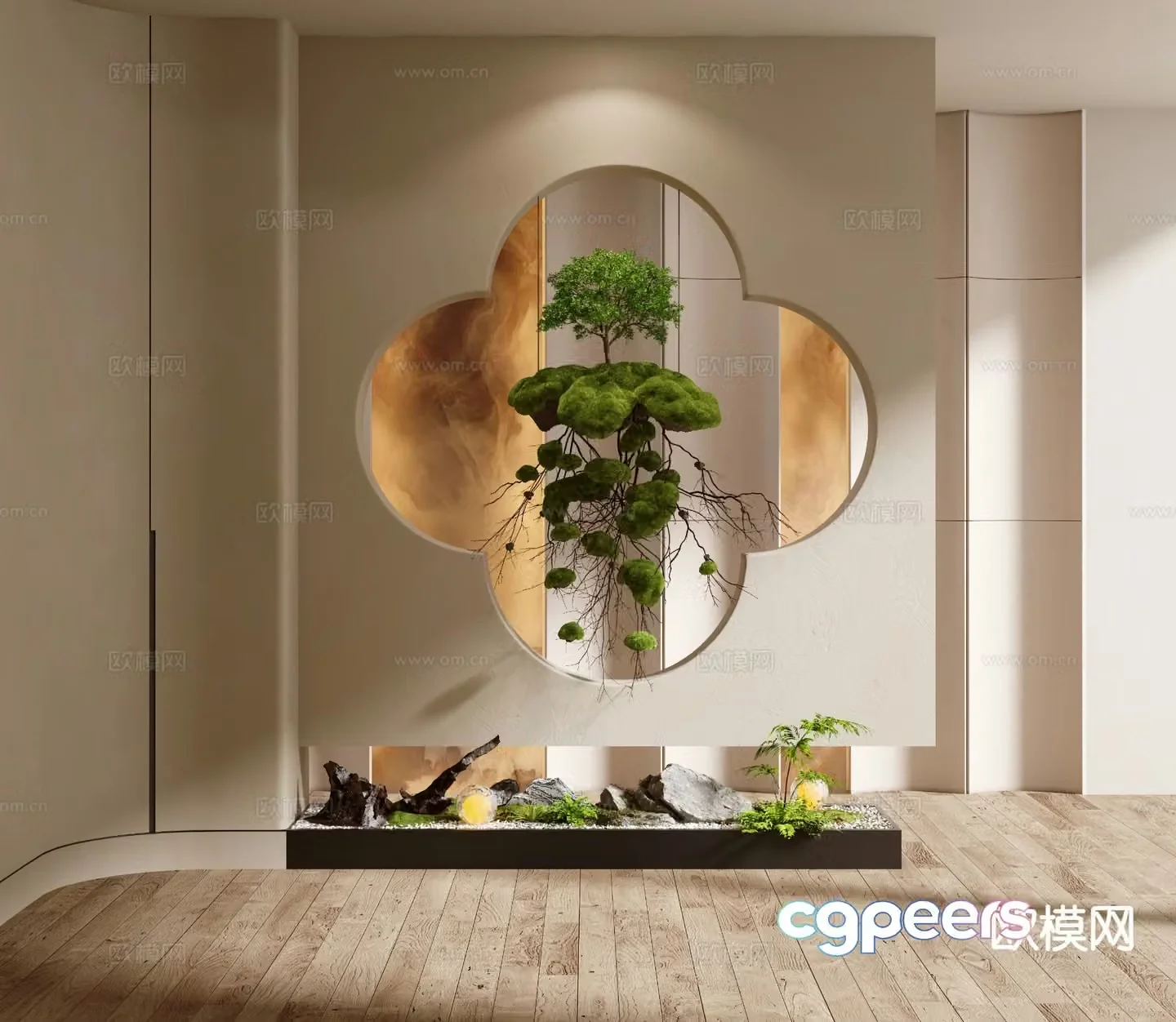 Modern entrance landscaping entrance landscape hanging tree 3D model