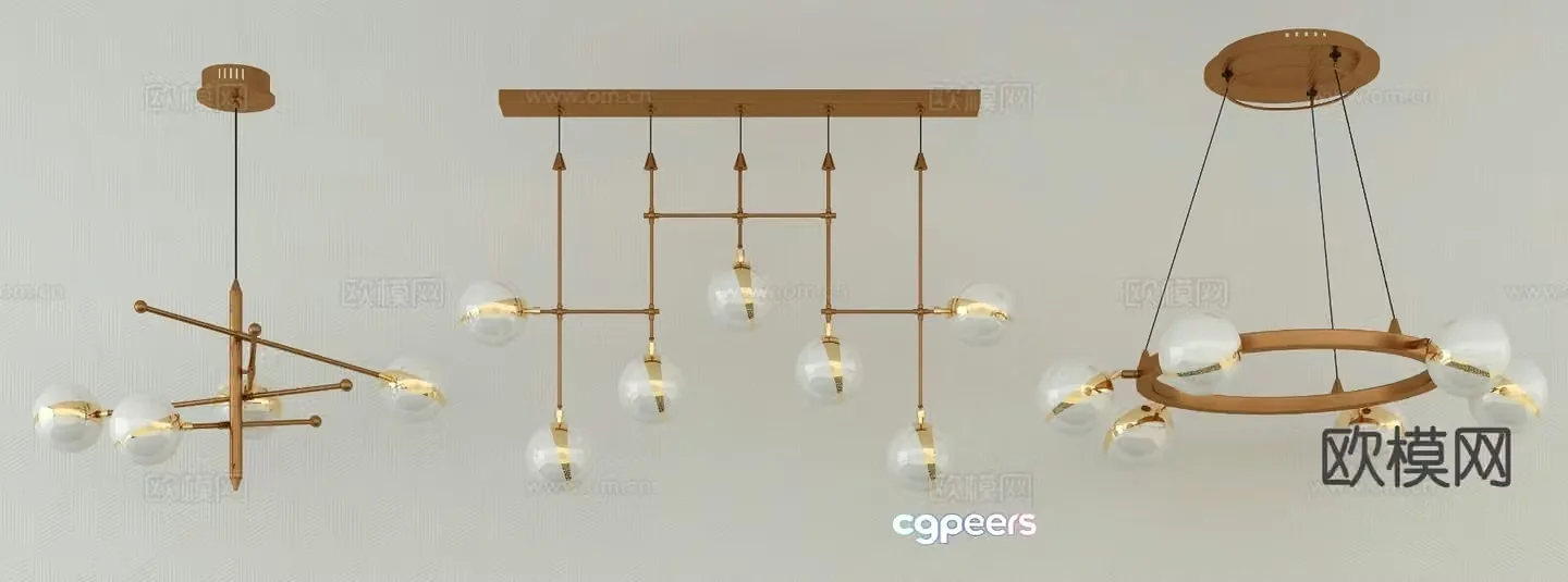 Light luxury multi-head chandelier 3D model