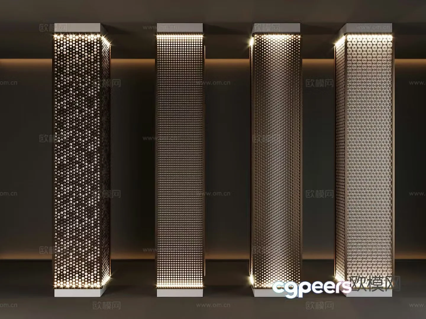 Modern pillars Hollow pillars Iron mesh pillars 3D model